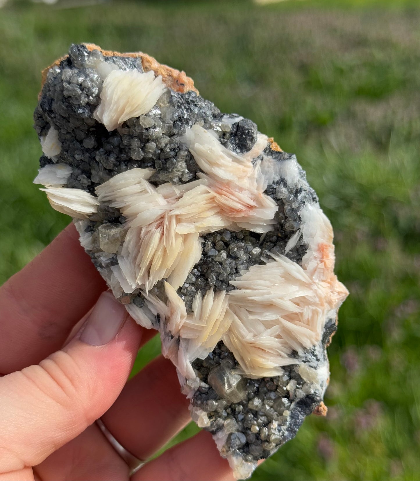 Cerussite, Barite,Galena Crystal Specimen, UV Reactive, Morocco