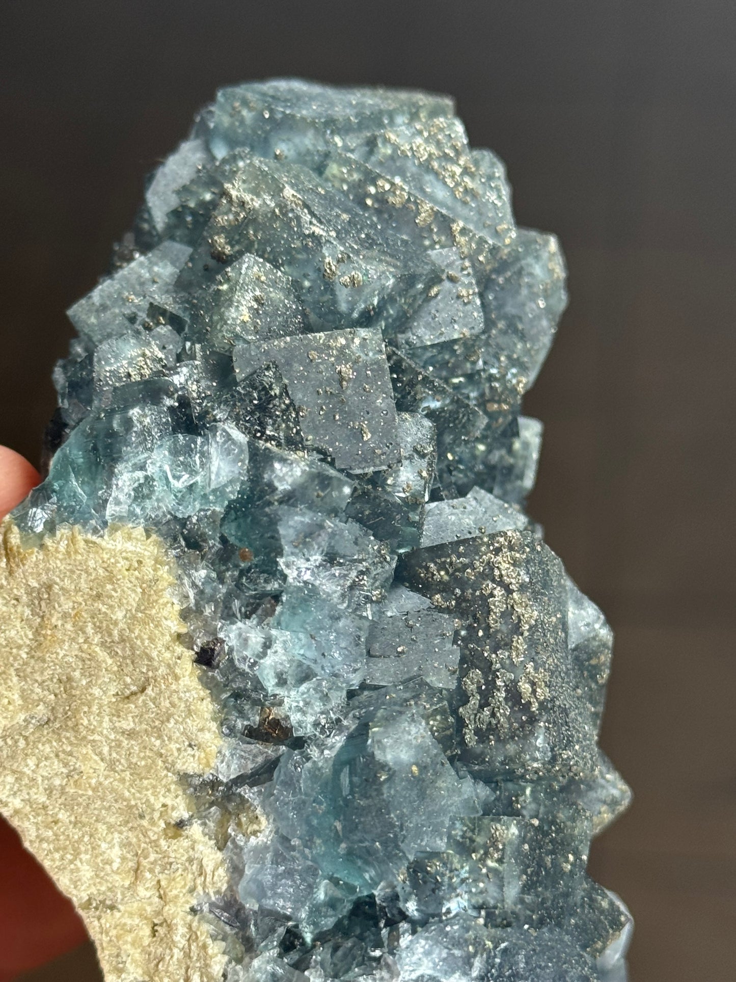 Blue Fluorite with Pyrite, China
