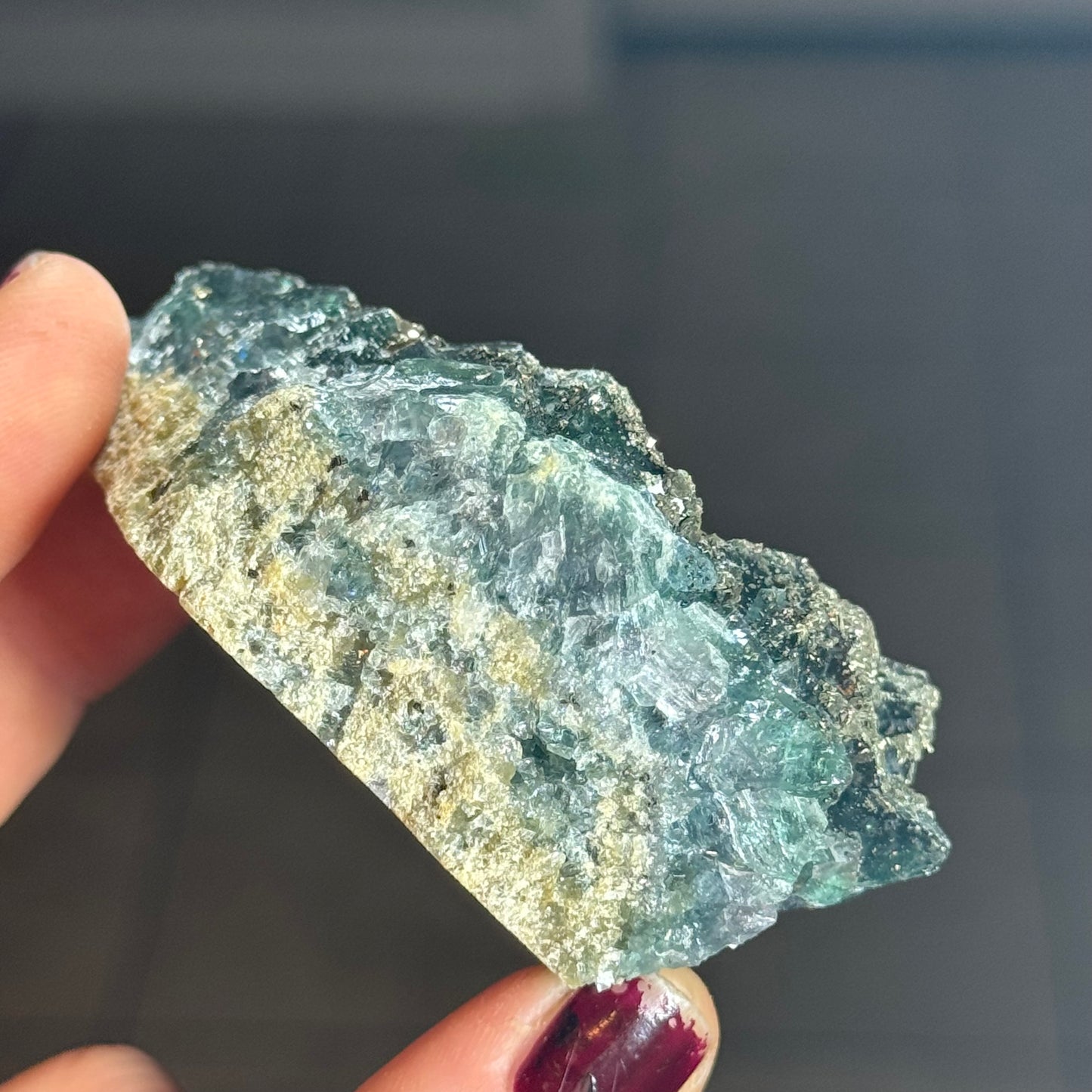 Blue Fluorite with Pyrite, China