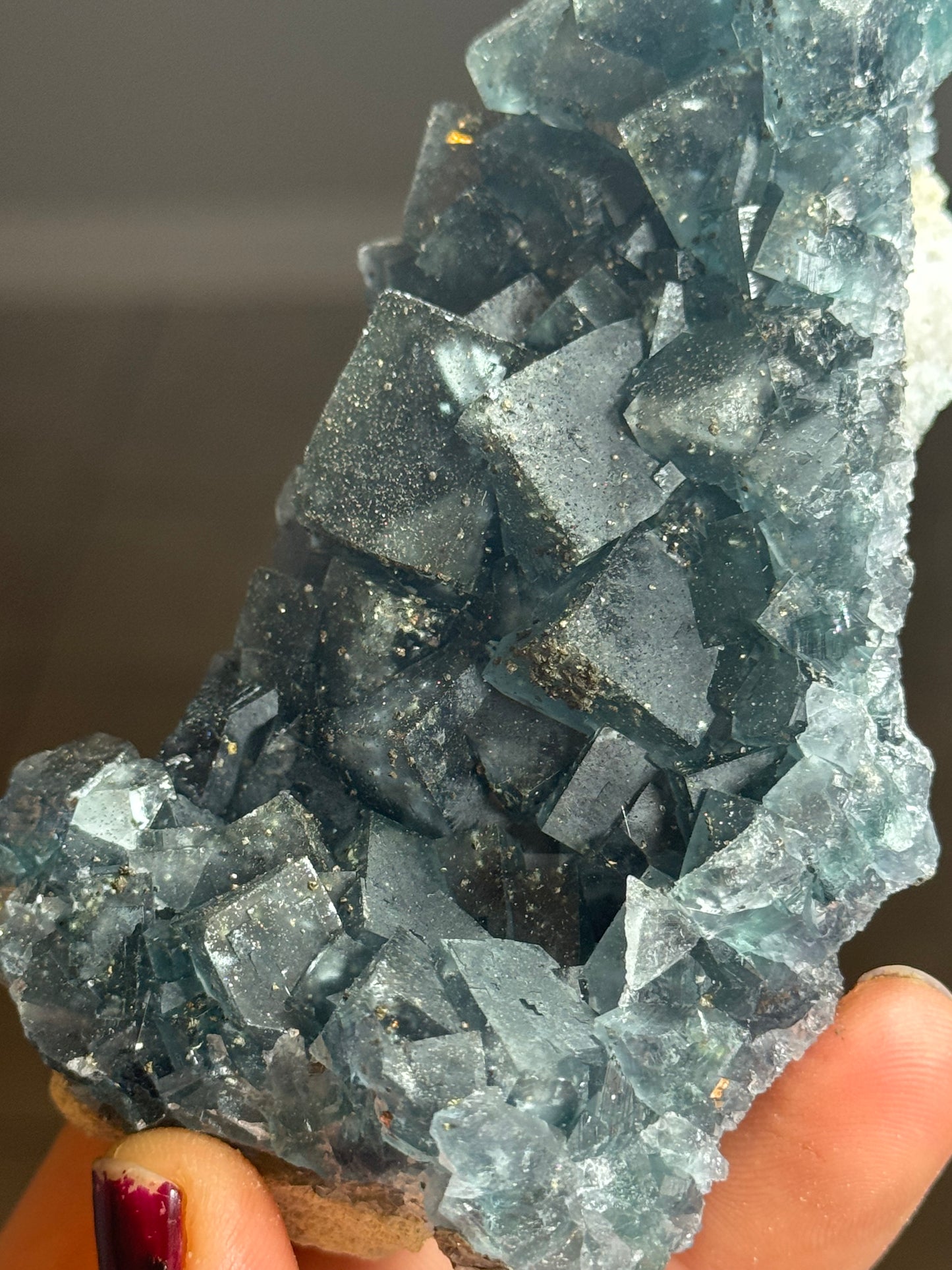 Blue Fluorite with Pyrite, China