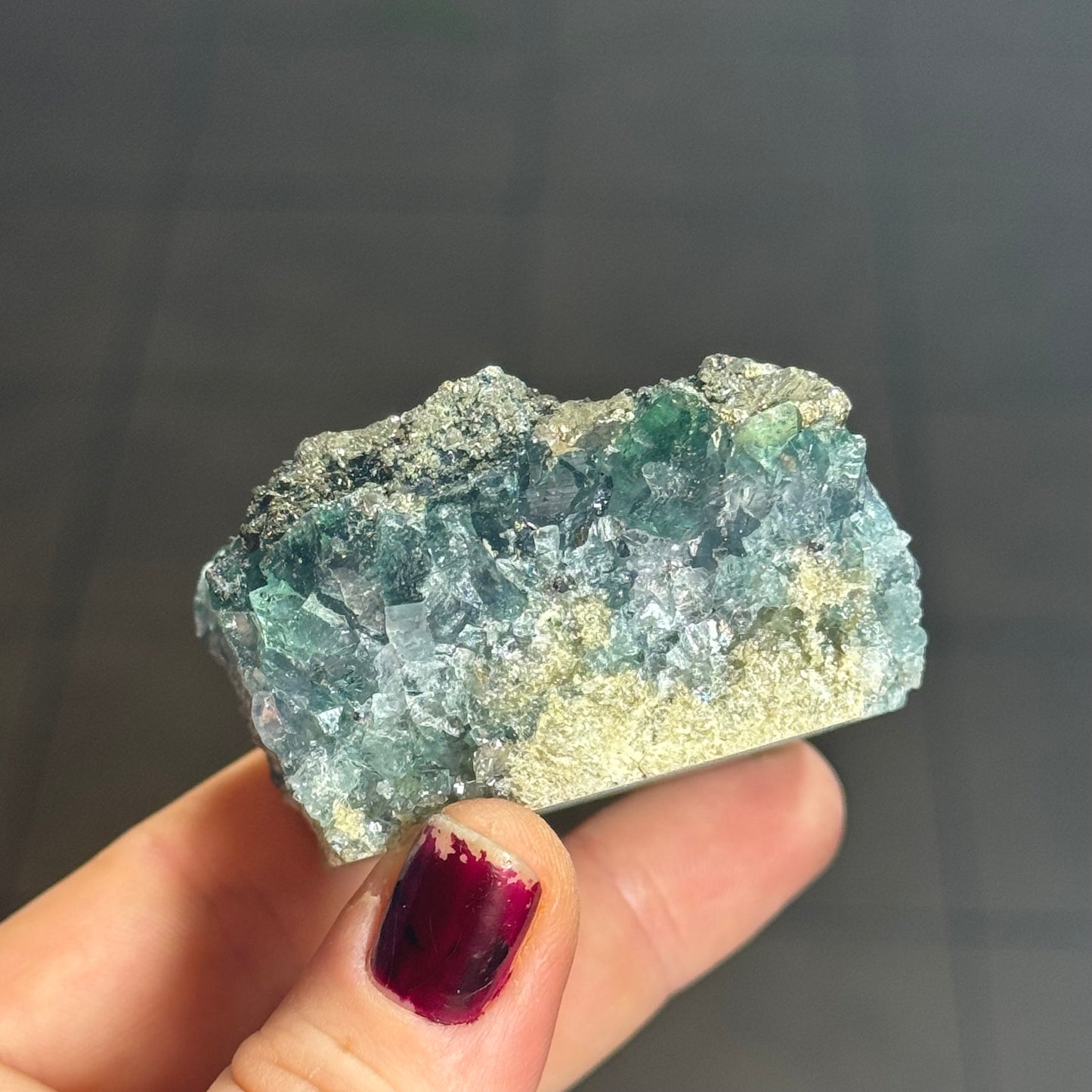 Blue Fluorite with Pyrite, China
