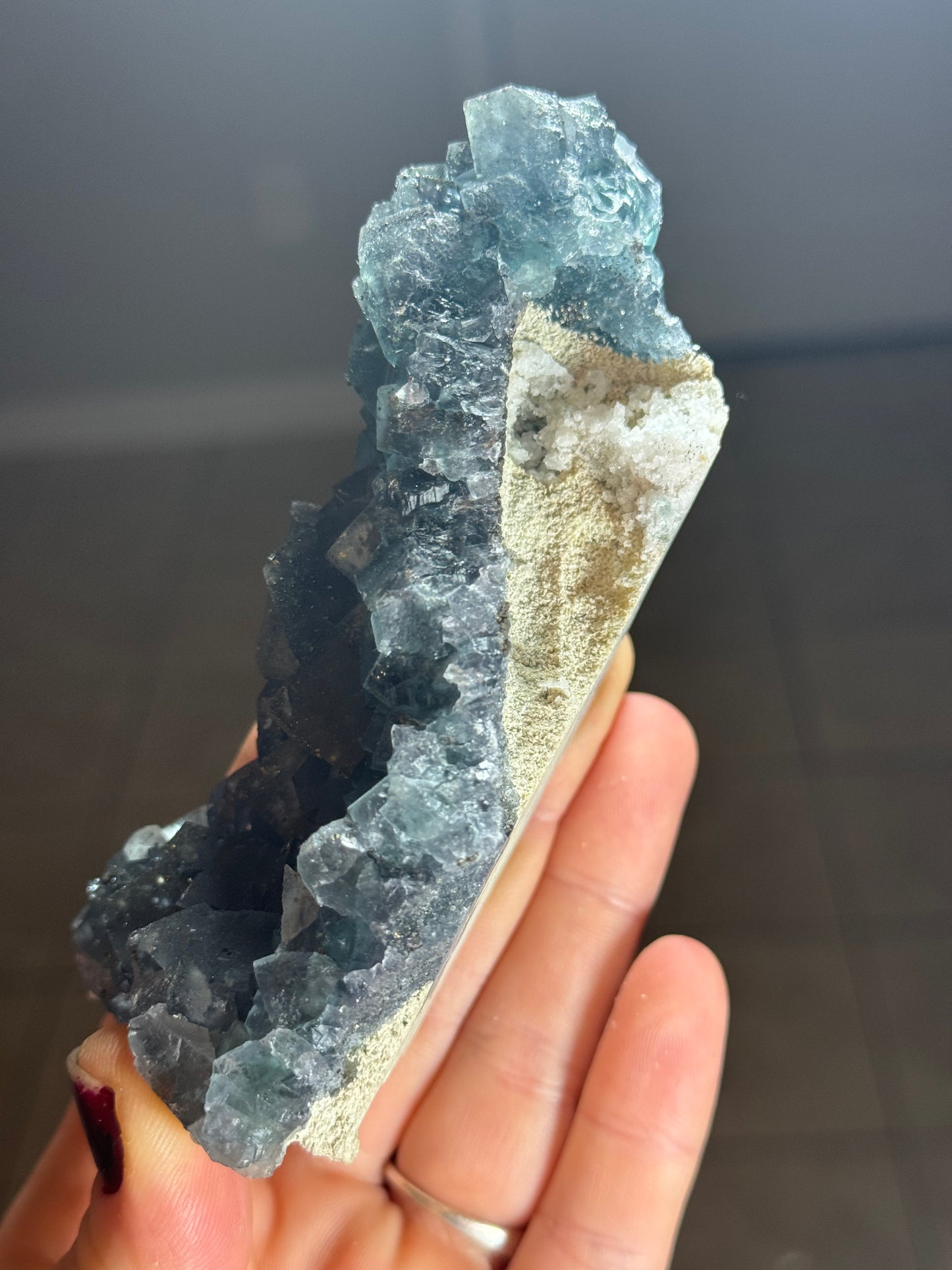 Blue Fluorite with Pyrite, China