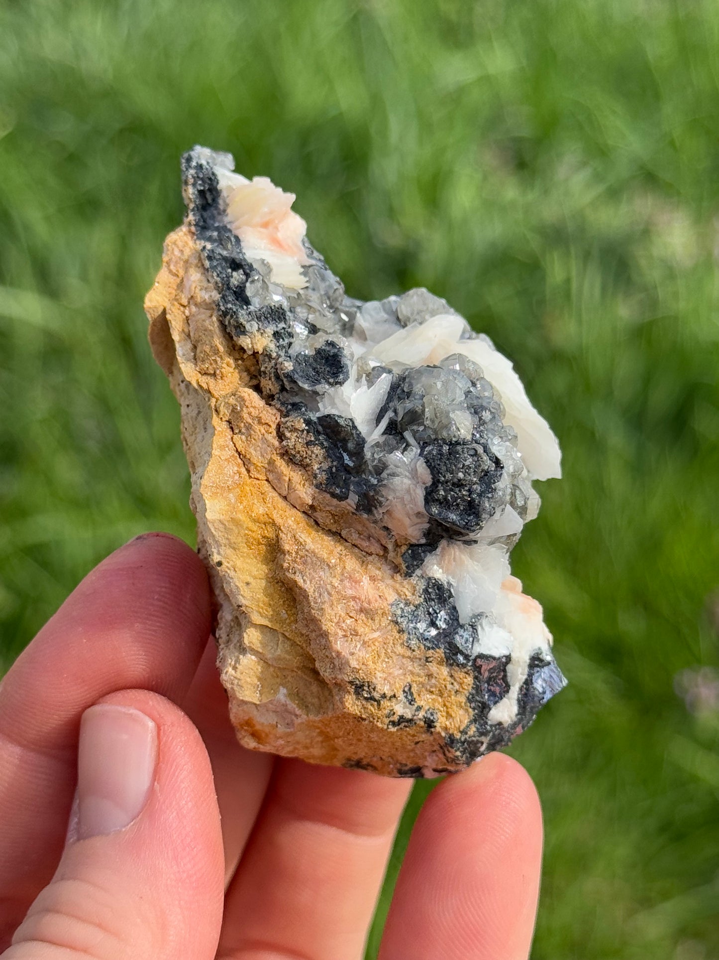 Cerussite, Barite, Galena Specimen UV Reactive, Morocco
