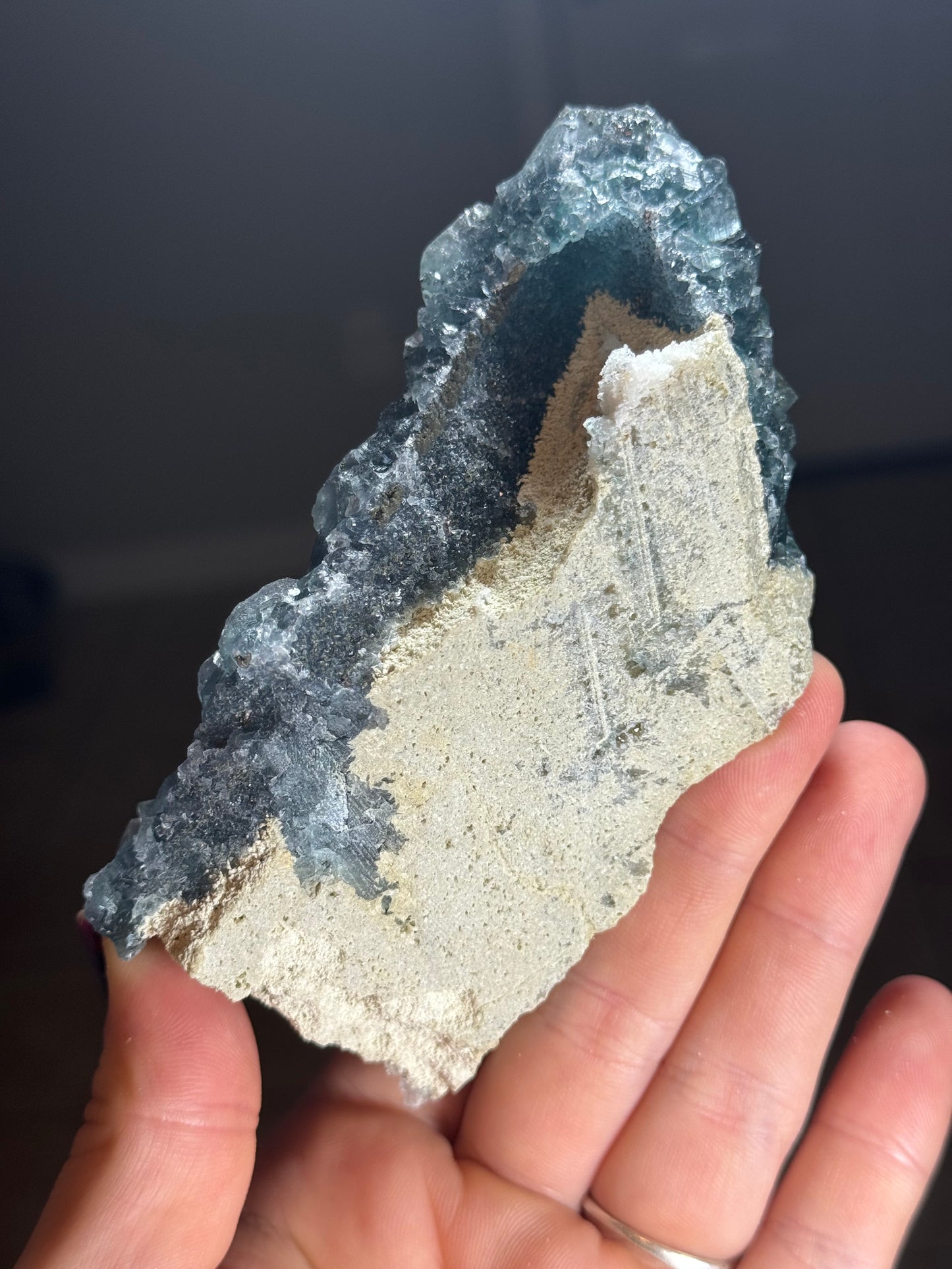 Blue Fluorite with Pyrite, China