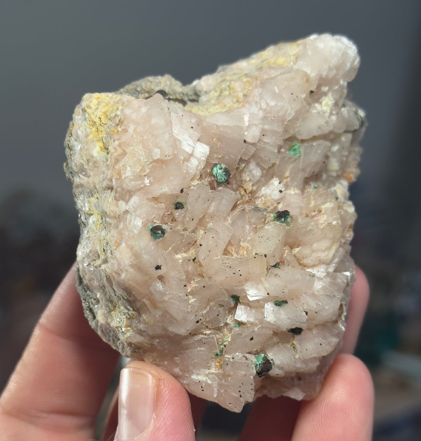 Dolomite with Malachite