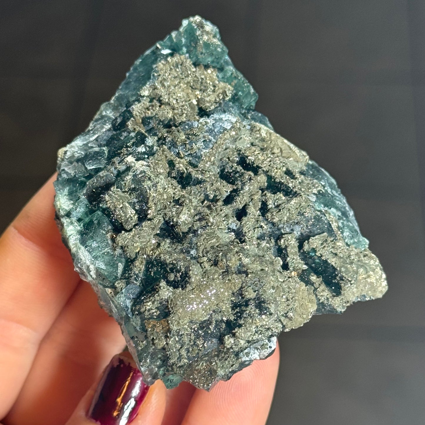 Blue Fluorite with Pyrite, China