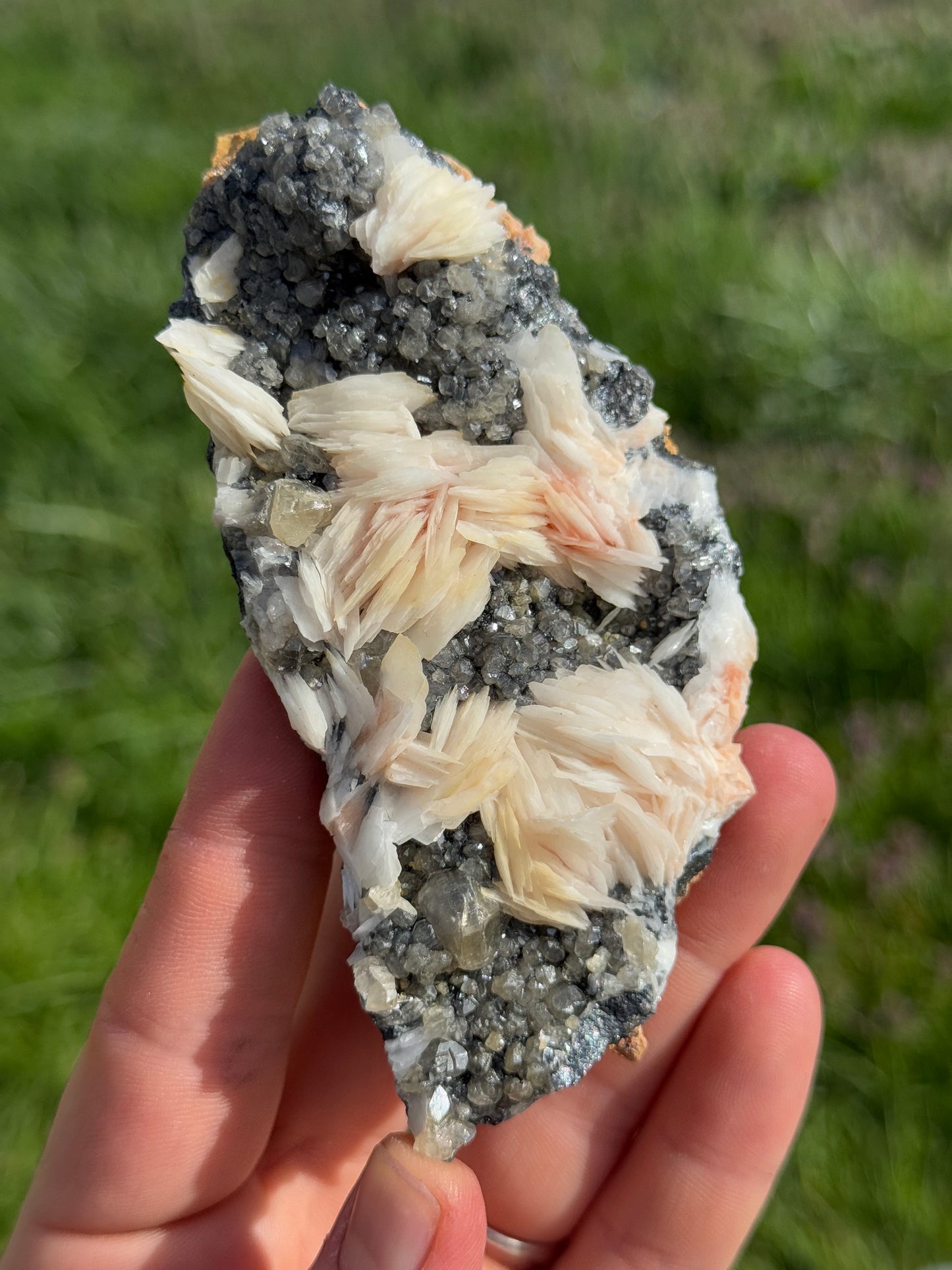 Cerussite, Barite,Galena Crystal Specimen, UV Reactive, Morocco