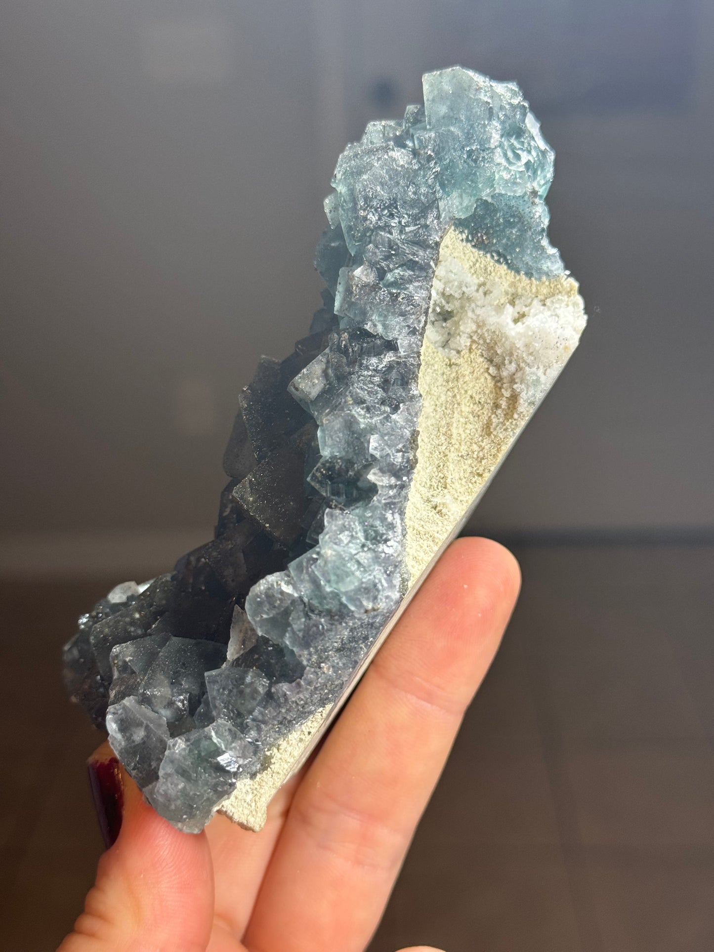 Blue Fluorite with Pyrite, China