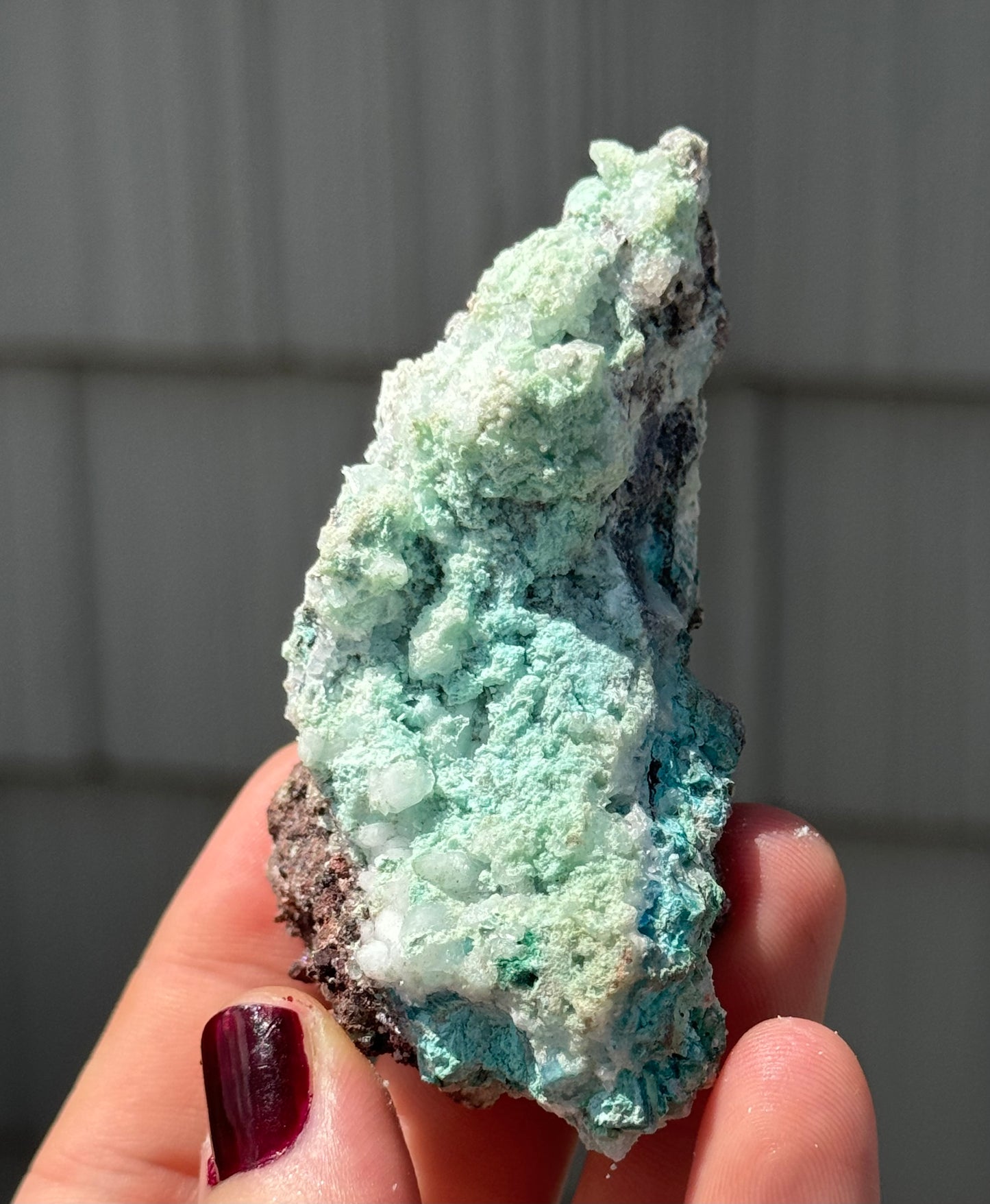 Blue Aragonite with Crystal Calcite, Mexico