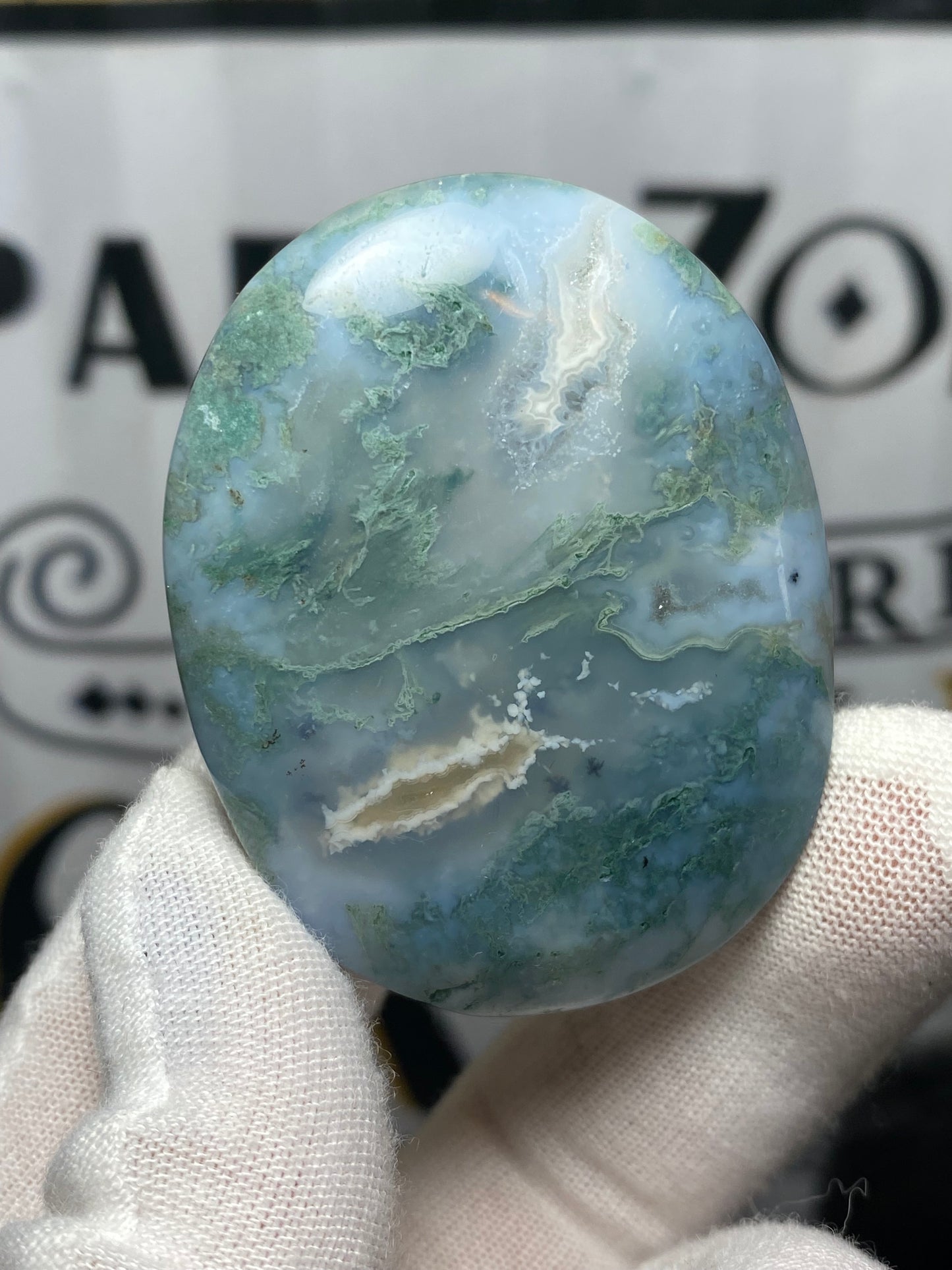 Moss Agate Palm Stone