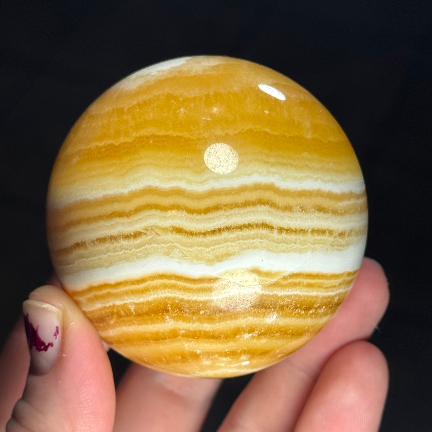 Banded Yellow Calcite Sphere