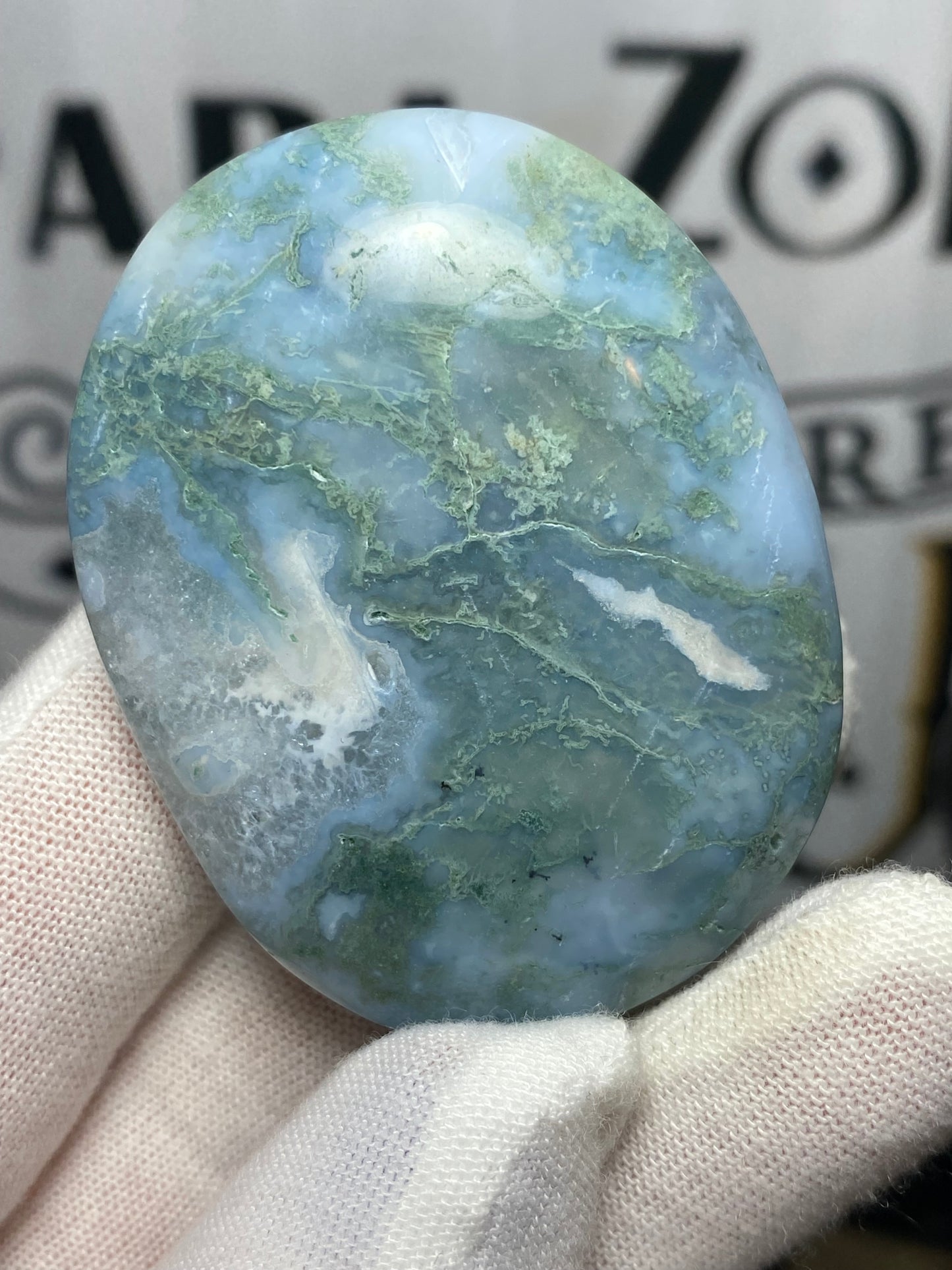 Moss Agate Palm Stone