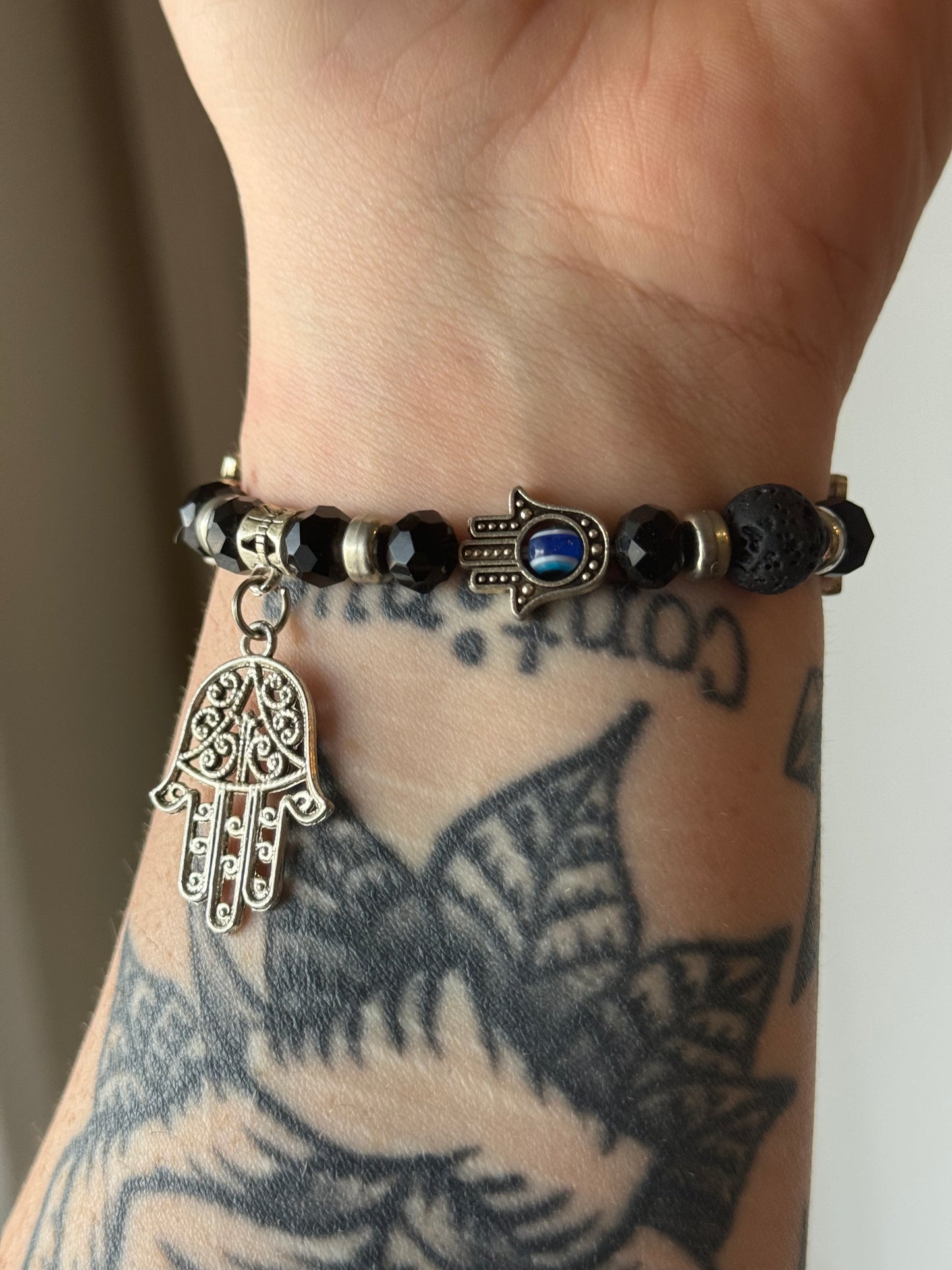 Lava Stone Eye Charm Bracelet