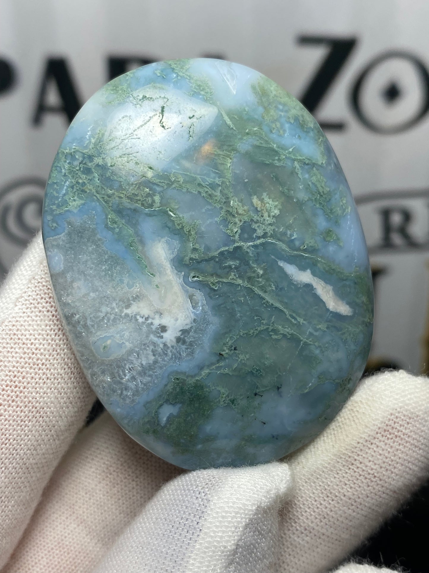 Moss Agate Palm Stone