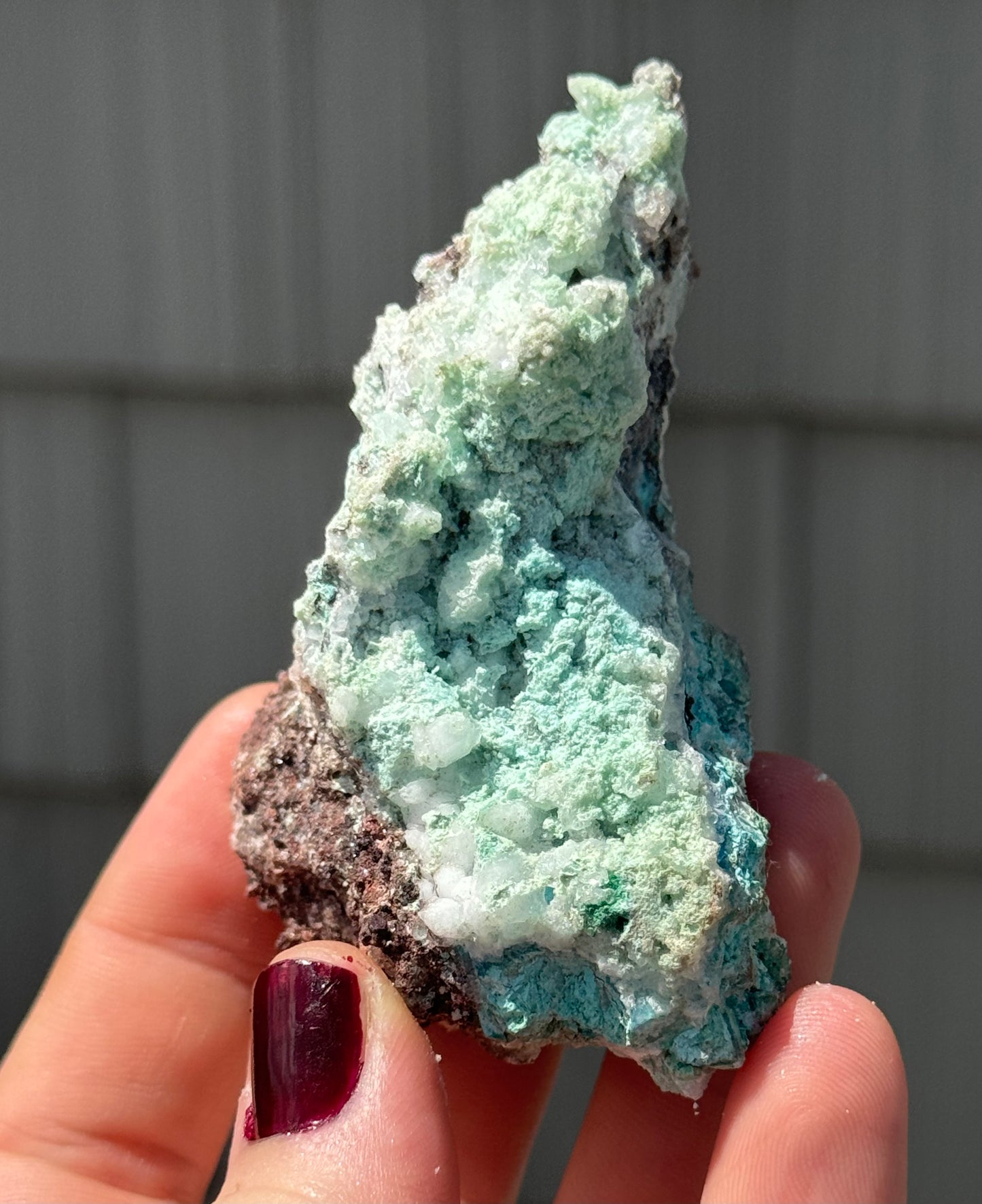 Blue Aragonite with Crystal Calcite, Mexico