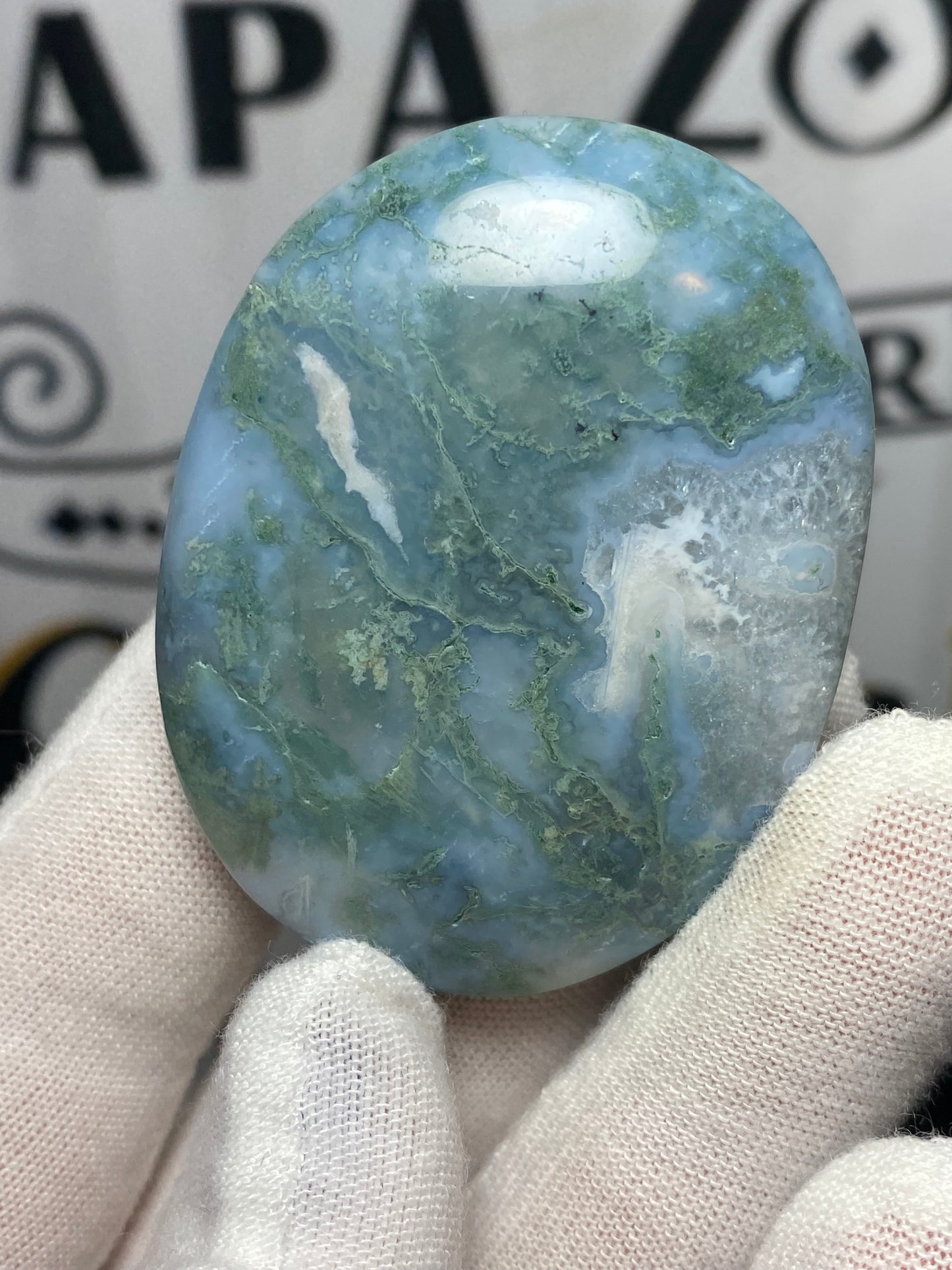 Moss Agate Palm Stone