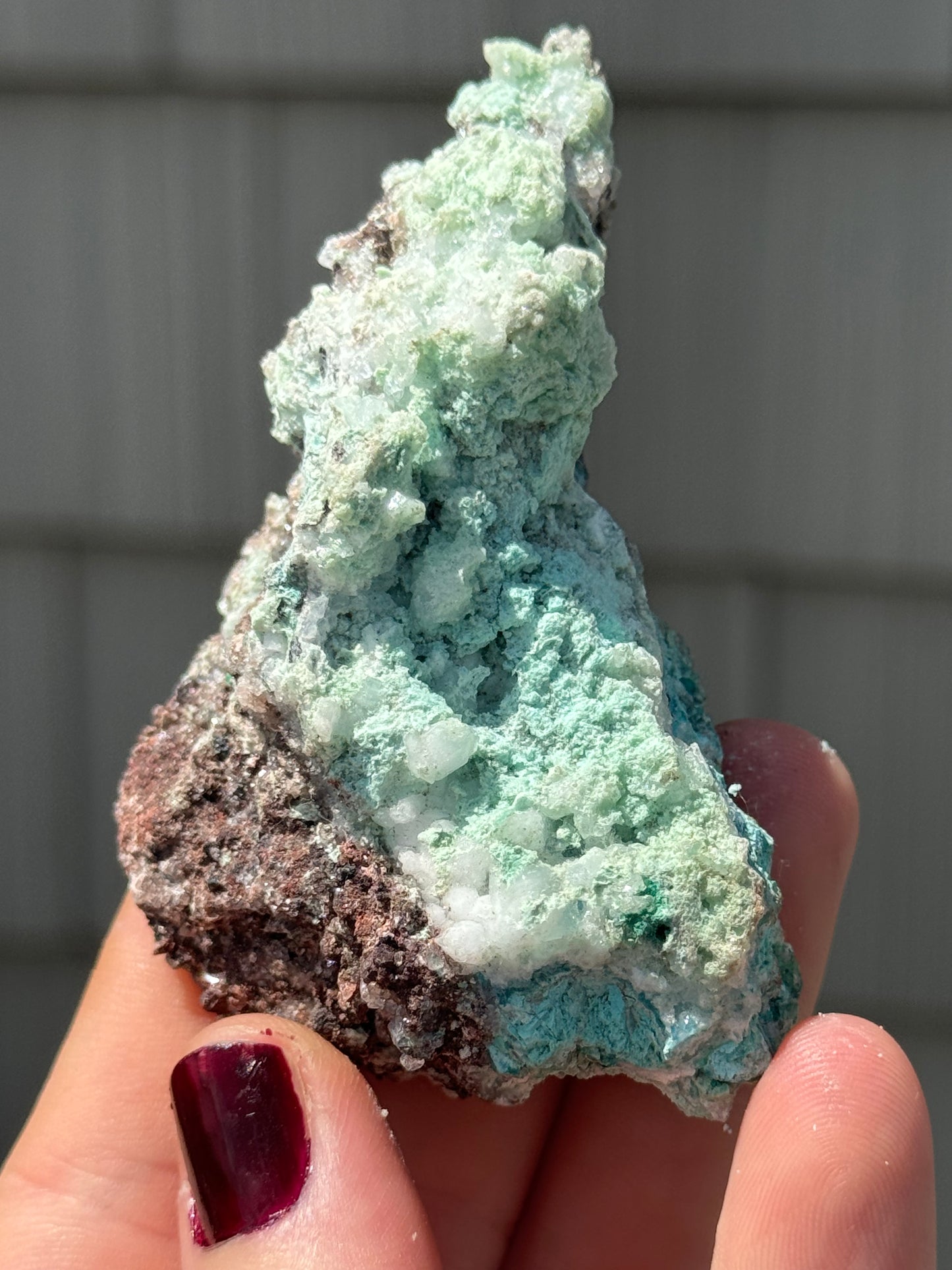 Blue Aragonite with Crystal Calcite, Mexico