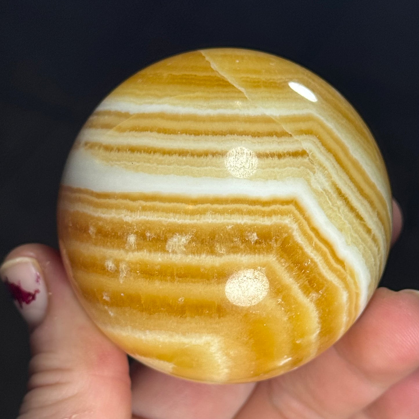 Banded Yellow Calcite Sphere