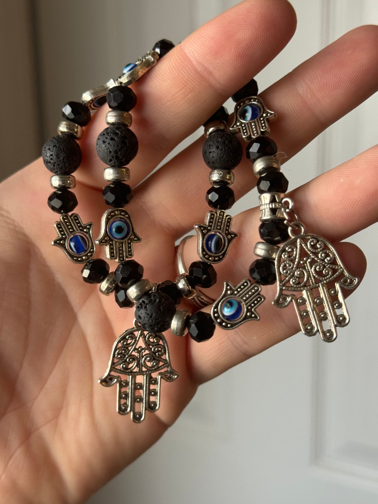 Lava Stone Eye Charm Bracelet