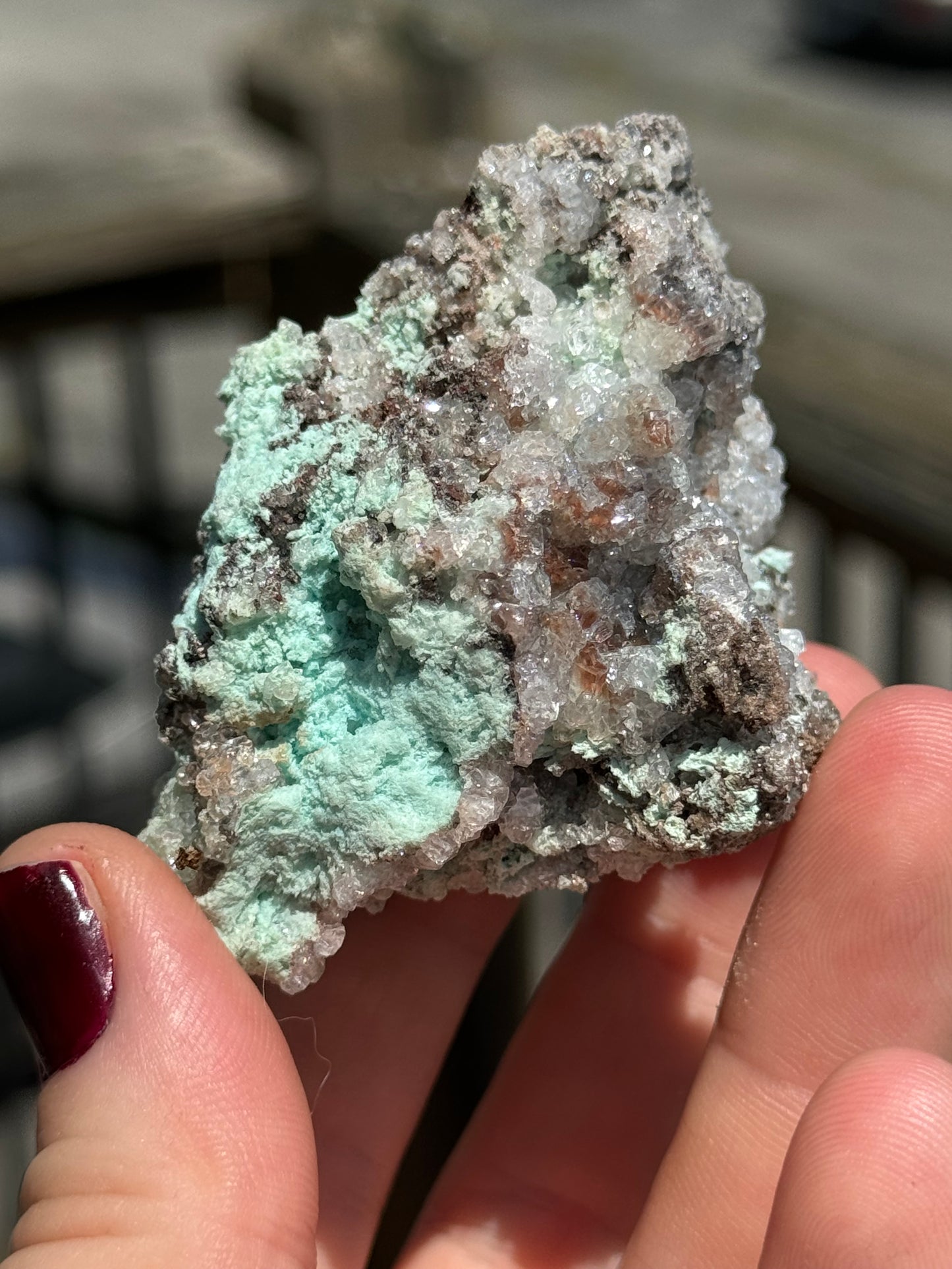 Blue Aragonite With Crystal Calcite, Mexico