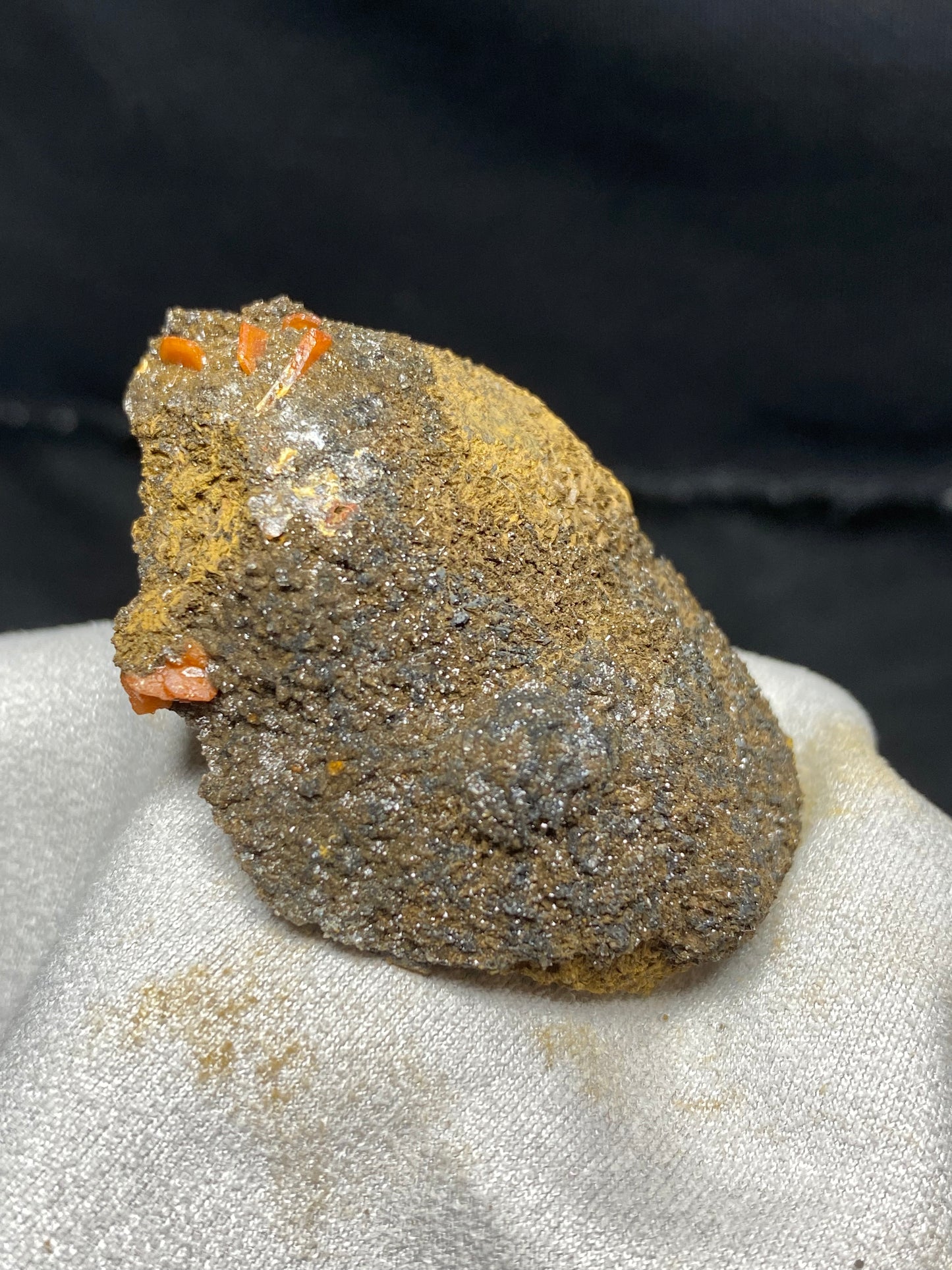 Micro Druzy Goethite Crystal Specimen with Vanadinite Blades 1.3”