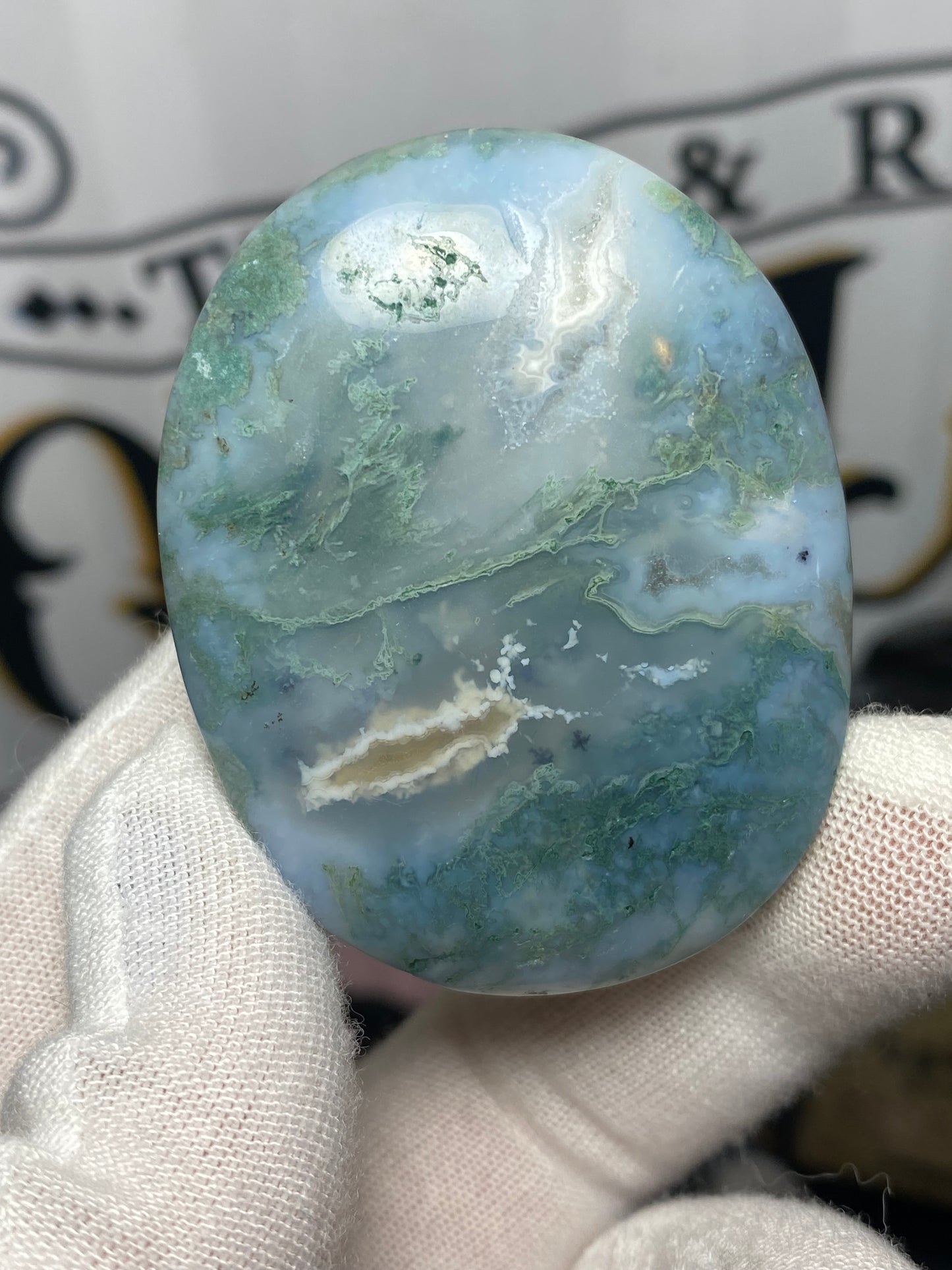 Moss Agate Palm Stone